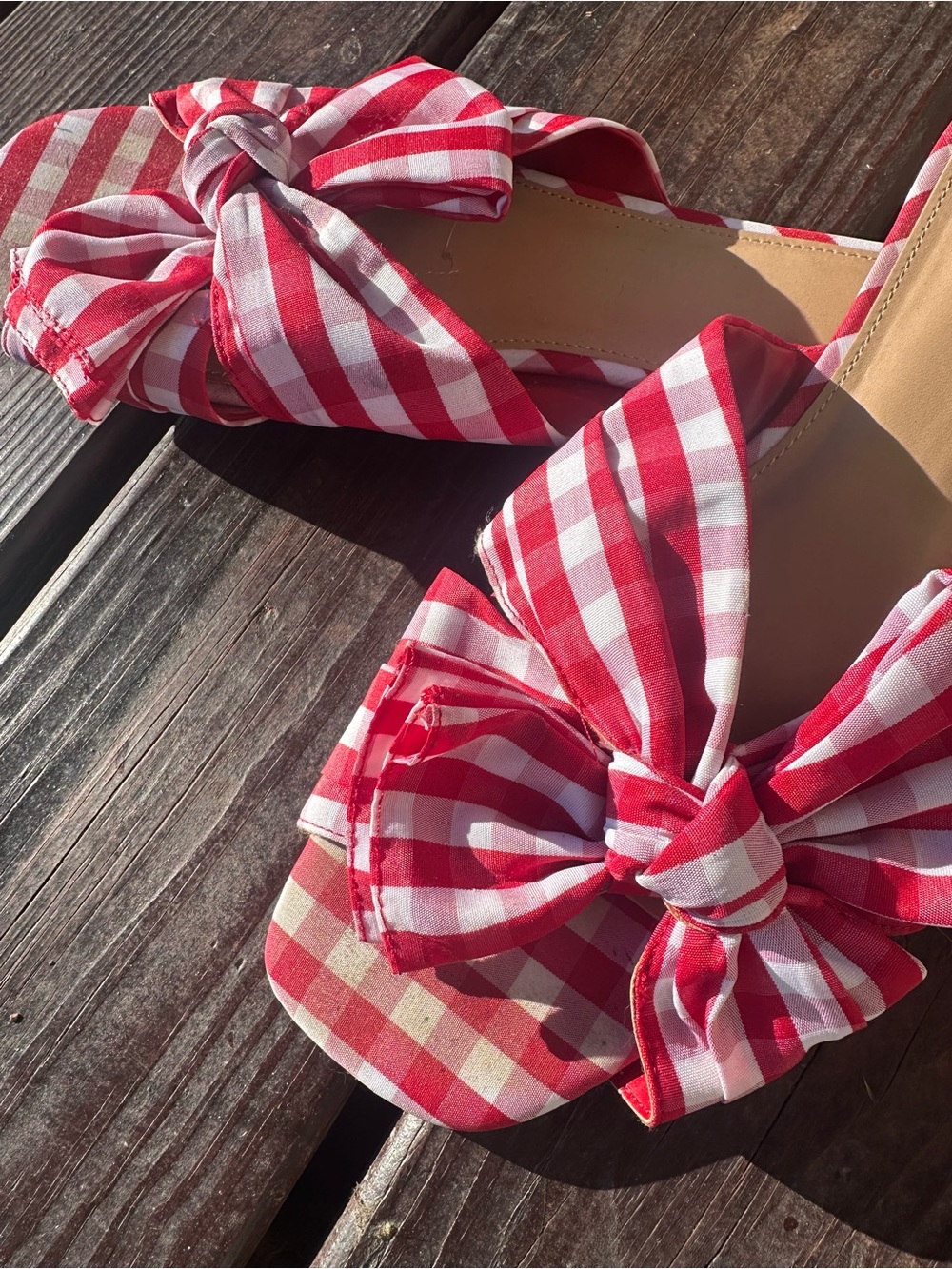 Red Gingham Bow Slide Sandals-A New Day size 12 women’s - Picture 5 of 5